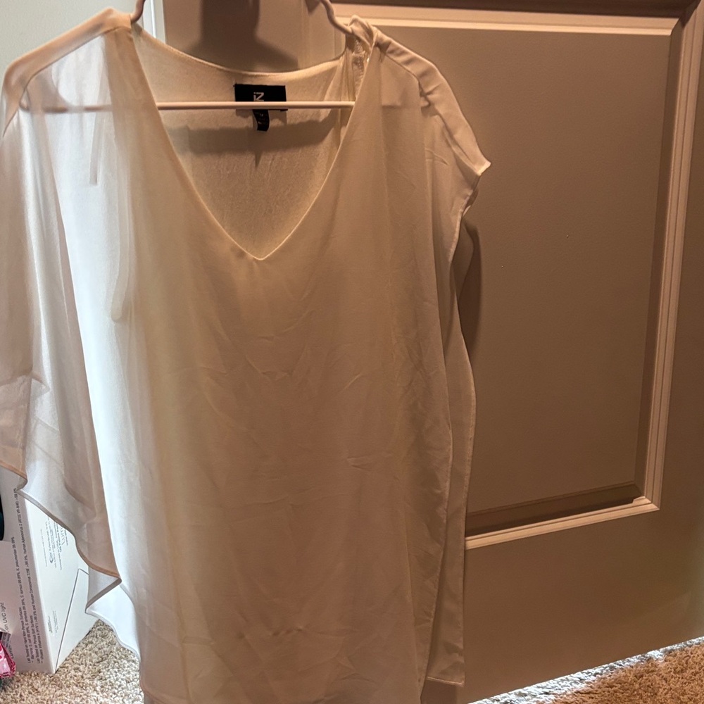 Iz Byer Elegant Cream Sheer Blouse